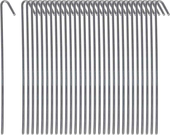 Pinnacle Mercantile 30 Pack Tent Stakes Metal Garden Edging Fence Hooks Pegs Christmas Decoration Stakes Made USA 9 inches Long