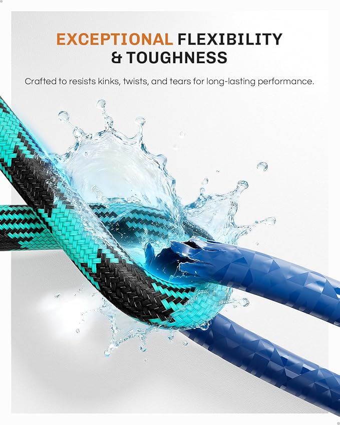 WELLUCK 100 FT Garden Hose - Flexible Water Hose, Lightweight Non-Expanding hose, Leak proof, Pressure Resistant for Yard, Outdoor, 3/4 Inch Solid Brass Fittings and 5-Layer PVC Core