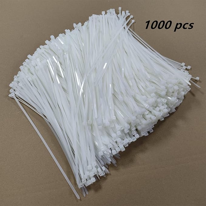 Zip Ties 1000 pcs 12 inch Cable Zip Ties Heavy Duty, Premium Plastic Wire Ties with 50 LBS Tensile Strength, UV Resistant Cable Ties, Self-Locking White Nylon Tie Straps (12 inch 1000 pcs, White)