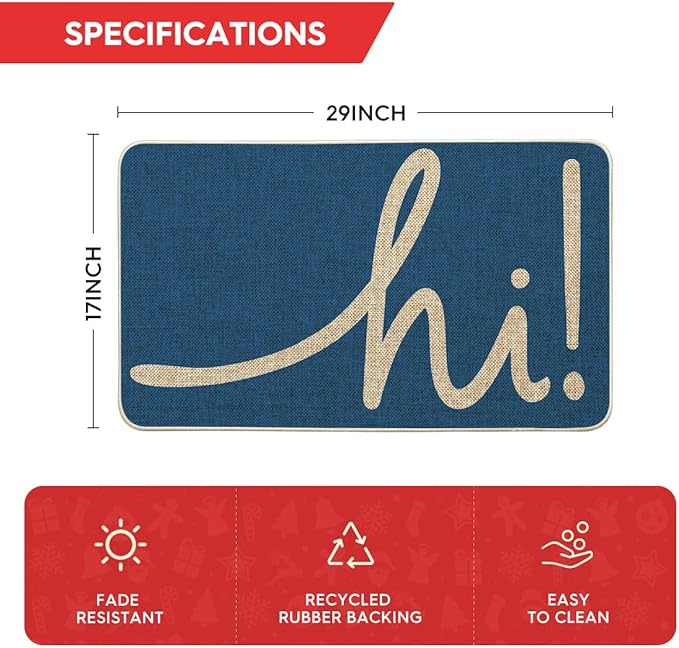 Artoid Mode Blue Hi Winter Doormat, Home Decor Low-Profile Switch Rug Welcome Door Mat Floor Mat for Front Door Indoor Outdoor 17x29 Inch