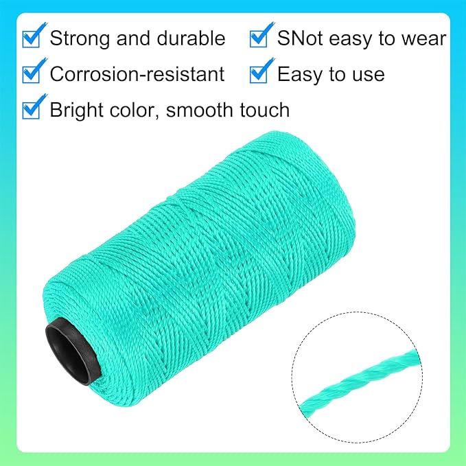 MECCANIXITY Nylon String 3 Strands Twisted Mason Line 1.5mm x 218 Yards Nylon Twine String for DIY Projects, Home Improvement, Gardening, Gift Wrapping, Christmas Party Supplies, Deep Teal