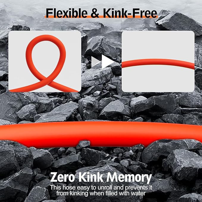 5/8" Hot/Cold Garden Water Hose 50ft, -50℉ to 190℉, Flexible & Lightweight, Heavy Duty Rubber Pipe with 3/4" Brass Fittings for All-weather Outdoor, Yard, Farm, Red