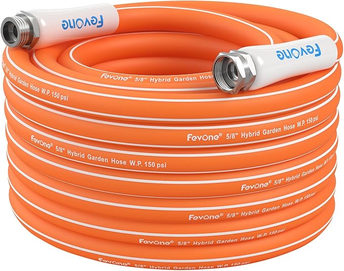 Fevone Kink Free Garden Hose 50 ft, All Weather Flexible, Heavy-Duty & Durable, Leak-Free Connection