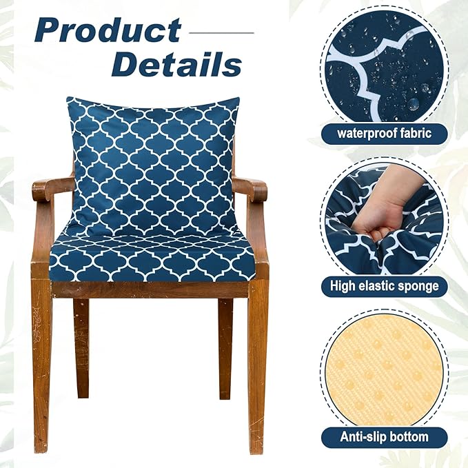 Hoteam 4 Set Outdoor Chair Patio Cushions Deep Seat Waterproof Chair Cushions 20 x 20 Inch for Patio Furniture Set Replacement Removable Seat and Back(Lantern)