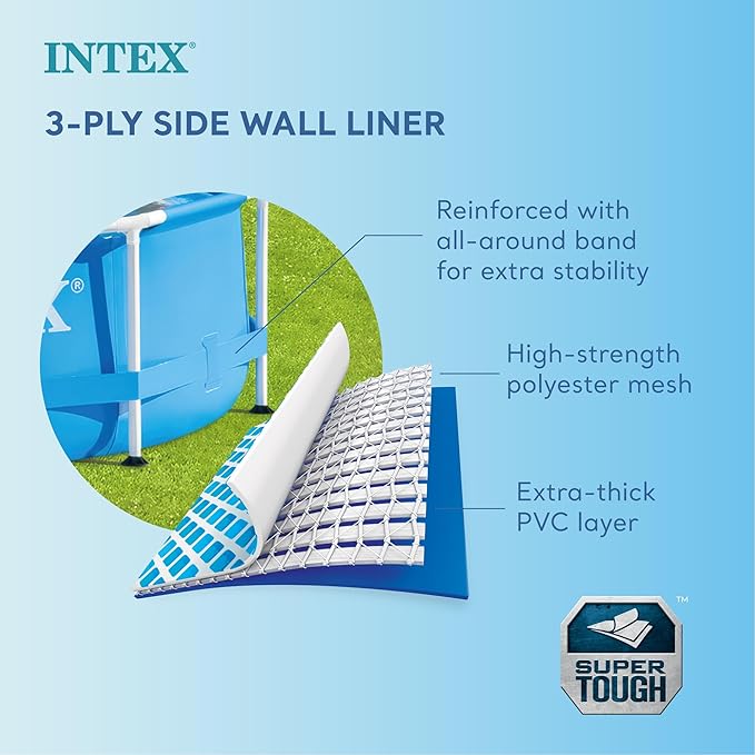 Intex 28200EH 10 Foot x 30 Inch 4 Person Outdoor Metal Frame Above Ground Round Swimming Pool with Easy Set-Up (Pump Not Included)