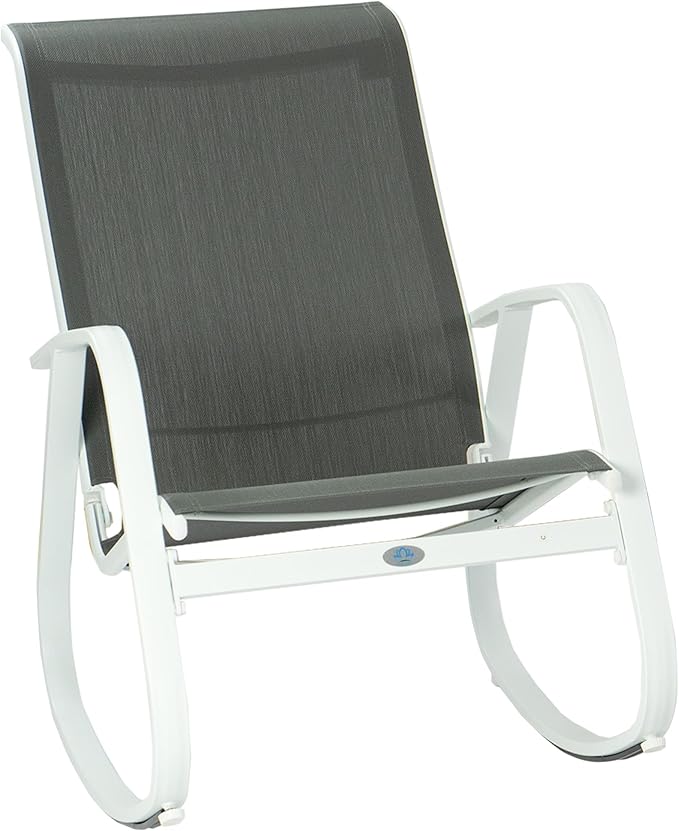 Kozyard Outdoor Patio Rocking Sling Chair with Powder Coated Aluminum Frame and Weather Resistant Breathable Mesh Fabric for Patio Porch Yard Garden