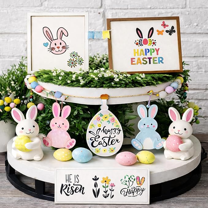 80 PCS Reusable Easter Stencils – Small Easter Stencils for Crafts, Painting on Wood, Fabric, Walls & Cards, Spring Craft Templates (3×3 Inch)