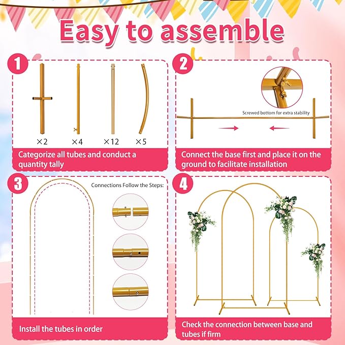 2 Pack Arch Backdrop Stand (7.2FT/6FT), Balloon Arch Stand, Metal Background Arch Stand, Backdrop Arch Frame, Wedding Arch for Backdrop