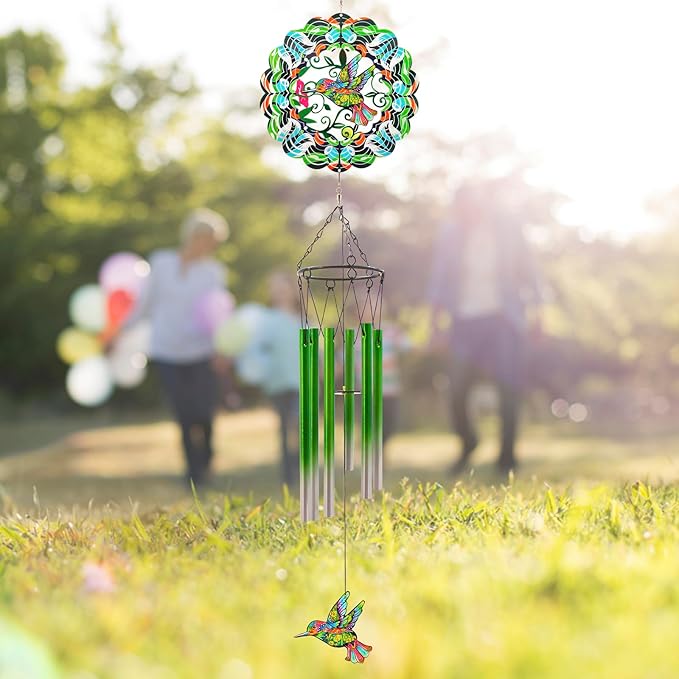 Wind Chimes with Hummingbird Wind Spinner, Gifts for Men, Women, Retirement, Teacher, Parents - Outdoor Hanging Decor Clearance for Garden, Patio, Backyard Or Porch