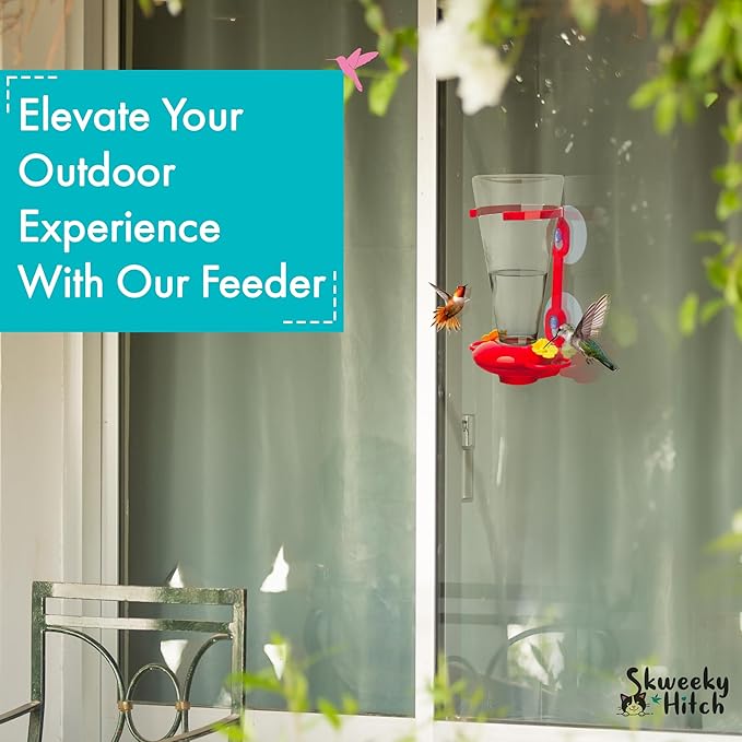 Window Hummingbird Feeders for Outdoors - Large Capacity - Durable Plastic - Easy to Clean and Refill - Window Bird feeders with Strong Suction Cups - Hummingbird Feeder