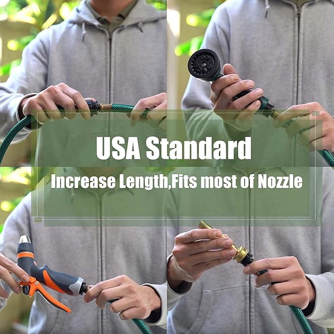 Garden Hose Leakproof for Gardener: 1/2” PVC Water Hoses with GHT Fittings - 25 FT No Kink and Flexible for Outdoor Watering