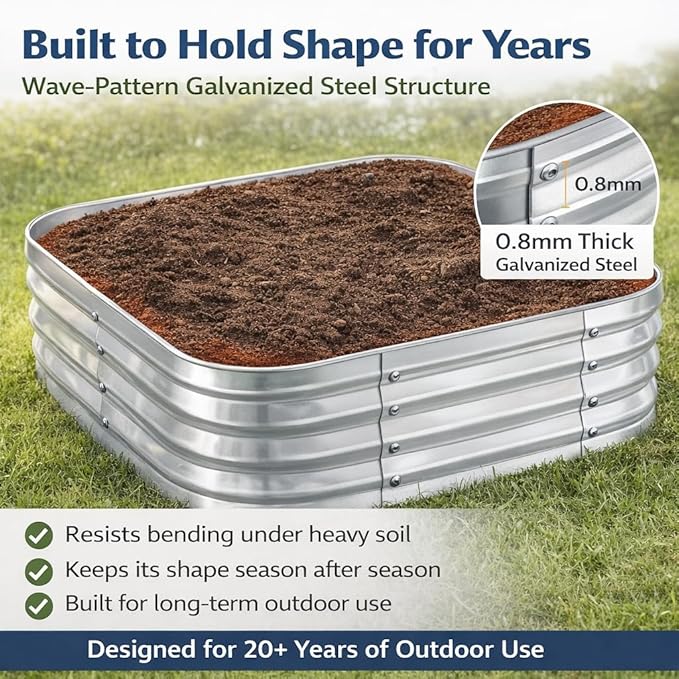 Galvanized Raised Garden Bed for Gardening, 36x36x11in Metal Planter Box for Vegetables,Herbs,Flowers,Outdoor Modular Above Ground Container,Tool-Free Assembly