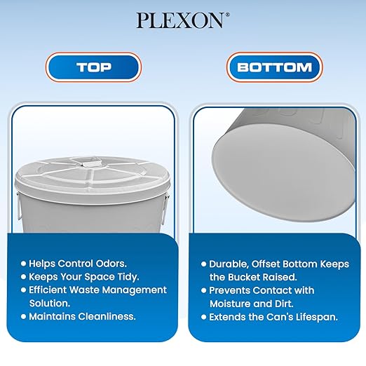 Plexon Large Metal Trash Can with Lid 20 Gallon, Decorative Outdoor Trash Can Heavy Duty Galvanized Metal Bucket with Lid for Garage Workshop Ash Storage Farmhouse, Gray 3 Pack