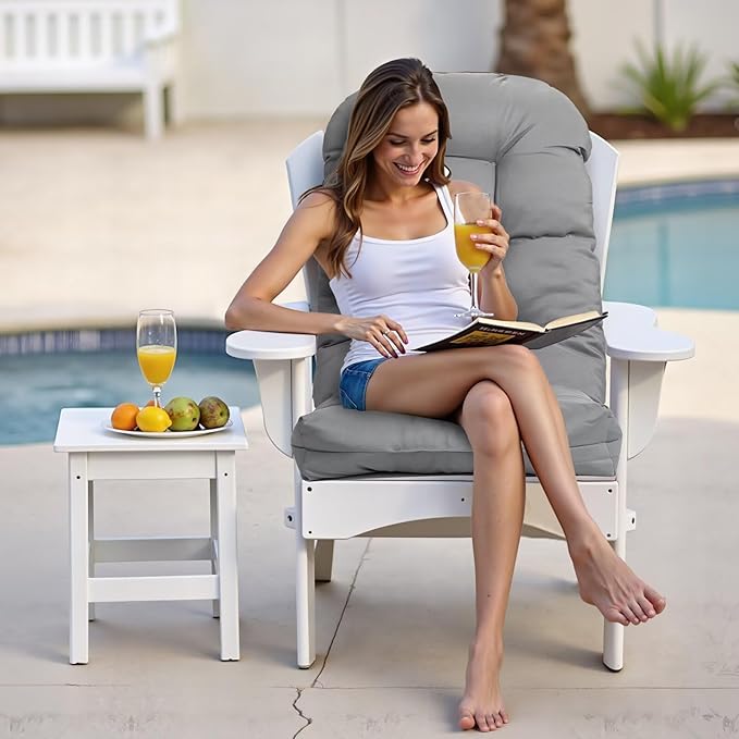 Adirondack Chair Cushion Set of 2 Thick Indoor/Outdoor Rocking Chair Cushion with Elastic PP Cotton Water-Resistant Patio Furniture Cushions High Back Seat Pads for Porch Yard Lawn Chairs 44x19x4