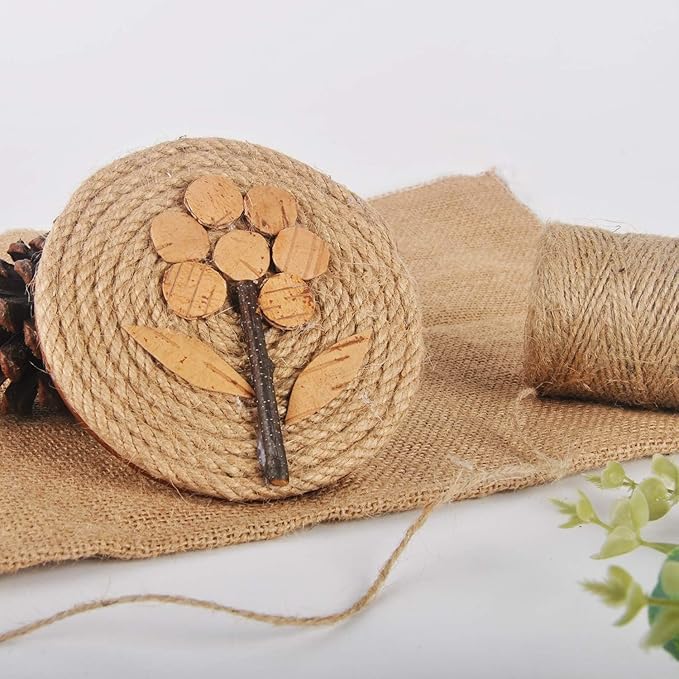 760 Feet 1mm 2ply Natural Jute Twine for Artworks and Crafts, Juke, Gift Wrapping, Garden (2 PcsX380 Feet)