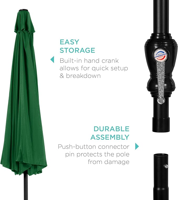 Best Choice Products 10ft Outdoor Steel Polyester Market Patio Umbrella w/Crank, Easy Push Button, Tilt, Table Compatible
