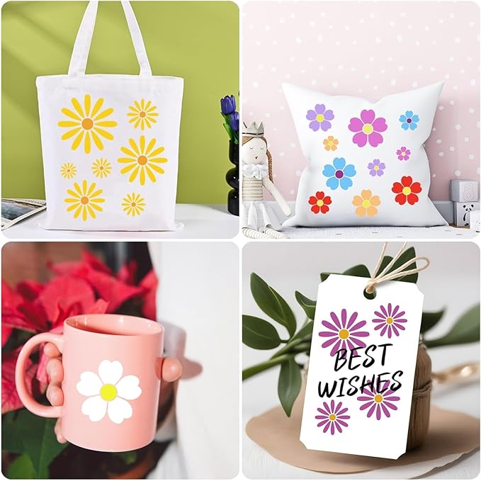 Large Flower Stencils for Painting, Plastic Reusable Floral Paint Stencils for Crafts Wood Burning Drawing Painting on Wall Wood Canvas