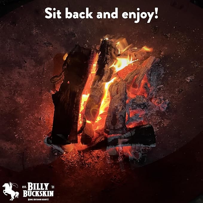 Billy Buckskin 18 LB Oak Firewood Bundle – Seasoned Fire Logs with Fatwood Starter Sticks for Fire Pit, Campfire, Fireplace, Wood Stoves and Outdoor Grilling – Camping Accessories