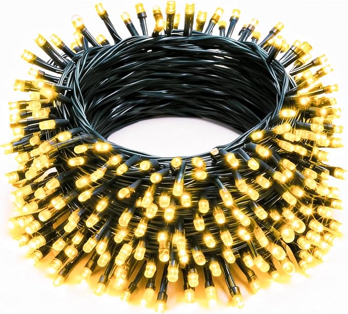 Christmas String Lights, 100 FT 300 LED String Lights Green Wire with Timer 8 Modes, Connectable Waterproof Decoration for Indoor Outdoor Xmas Trees Party Garden Wedding, Warm White