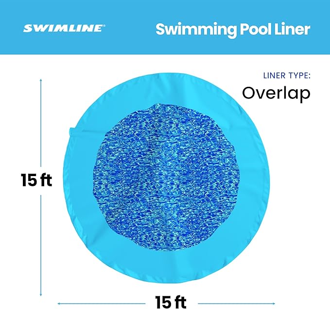 Swimline 15 Foot Durable Stylish Easy Installation Long Lasting Wall Overlap Liner for Round Above Ground Swimming Pool, Swirl Blue