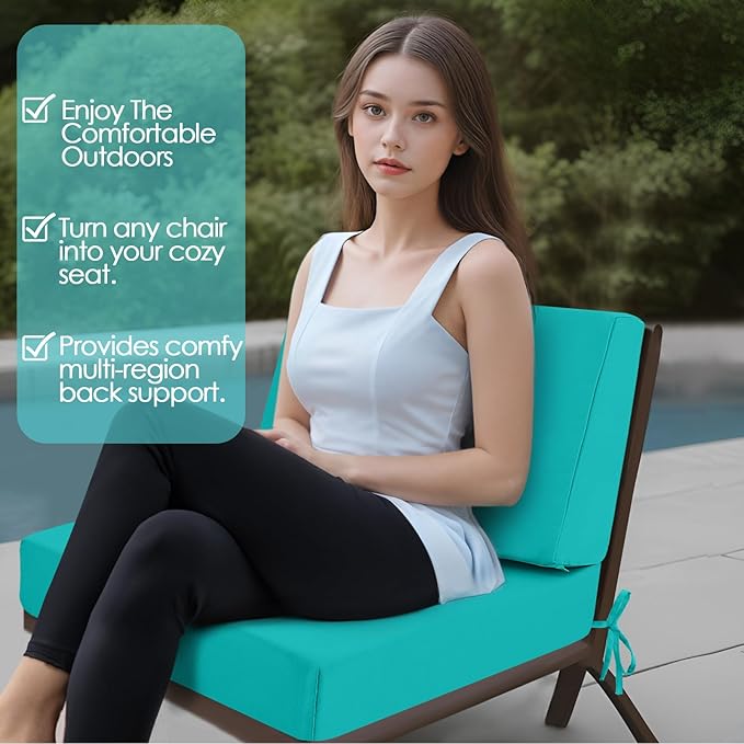 Outdoor Cushions for Patio Furniture, Outdoor Seat and Back Cushion, Waterproof Hampton Bay Deep Seat Replacement Couch Cushions for Garden Lawn, 26.5x26.5 Blue