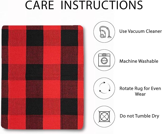 IOHOUZE Christmas Buffalo Plaid Rug 4x6 Ft Outdoor Indoor Rug Red Black Check Washable Area Rug Woven Cotton Checkered Front Porch Mat Christmas Decor for Front Door Entryway Living Room