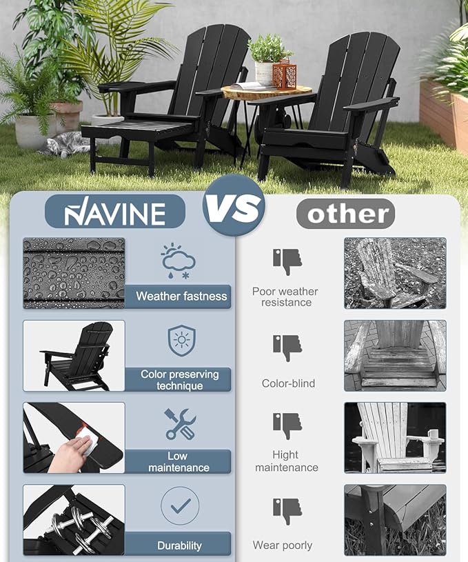 Adjustable Adirondack Chair with Retractable Ottoman Set of 8, HDPE Folding Adirondack Chair with Cup Holder, All Weather Fire Pit Chair for Outdoor.