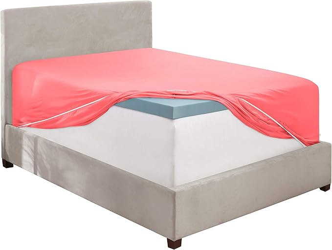 Clara Clark Fitted Sheet, Extra Deep Pocket Fits Deep Mattress, Luxury Soft Fitted Sheet Only, Full - Extra Deep Coral Pink