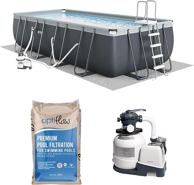 Intex 26363EH Ultra XTR 24ft x 12ft x 52in Above Ground Swimming Pool Set with Sand Filter Pump and OptiFlow 50lb Premium Filter Sand