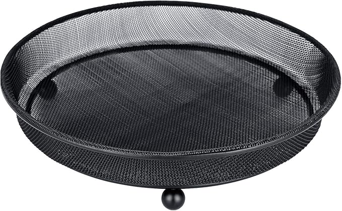 iBorn Ground Feeders Set of 2 Seed Tray for Birds Mesh Wild Bird Feeder Tray Raised Base Metal, Black