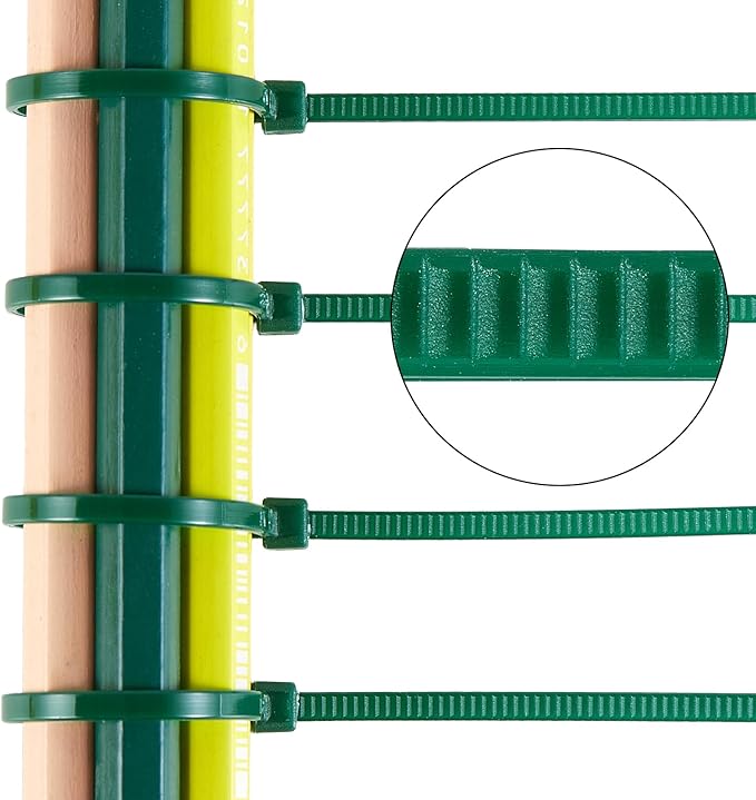 8 inch 3mm Dark Green Nylon Garden Cable Zip Ties Self Locking Cable Ties Twist Ties, Multi-Purpose Cable Tie (100 Pcs)