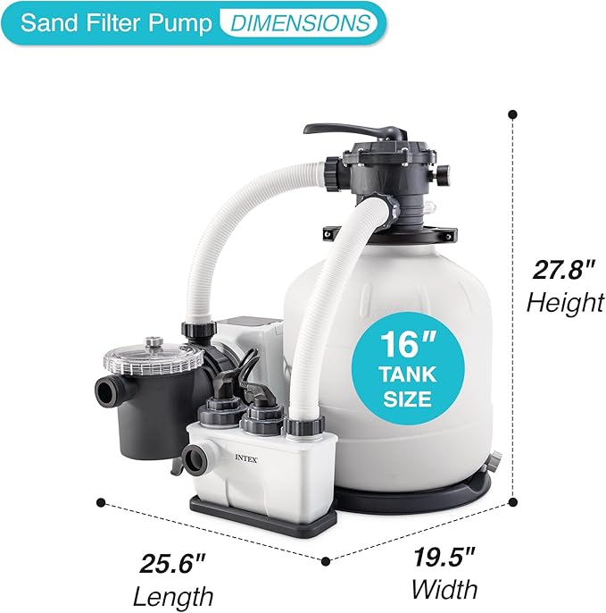 Intex Sand Filter Pump & Saltwater System for Up to 15,000 Gal Pools, Krystal Clear - Automatic Algae Control & Above-Ground Swimming Pool Cleaning