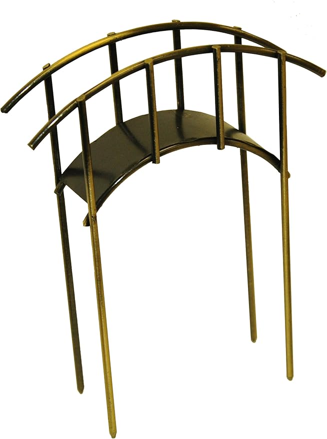 G & F Products MiniGardenn 10030 Fairy Garden Miniature Mini Bridge, Rustic, 4" L x 1.25" W x 2.5" H with 2" Picks