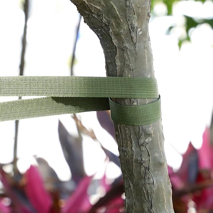 Shappy Tree Tie Strap Garden Webbing Strap Garden Plant Supports Tree Tie Staking for Outdoor Use, Plant Supports, Grafting, Straightening Supplies(Yellow Green,443 Feet x 1 Inch)