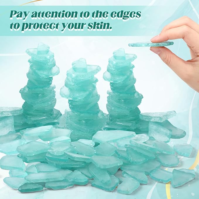 Jetec 11 oz Sea Glass for Crafts Pieces Decor Flat Frosted Sea Glass Vase Filler Crushed for Beach Wedding Party Decor Home Aquarium DIY Craft Supplies(Blue Green)