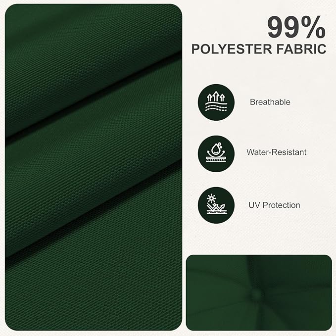 Outdoor High Back Chair Cushions 2-Pack, 44"x22"x 4" Fade-Resistant Waterproof Tufted Pads with Ties for Patio Rocking & Adirondack Chairs (Dark Green)