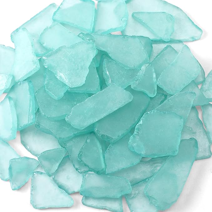 Jetec 11 oz Sea Glass for Crafts Pieces Decor Flat Frosted Sea Glass Vase Filler Crushed for Beach Wedding Party Decor Home Aquarium DIY Craft Supplies(Blue Green)