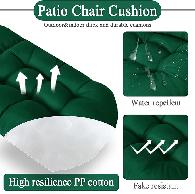 Adirondack Chair Cushions Set of 2, Waterproof Outdoor Seat Cushions for Patio Furniture, Thick Outdoor High Back Replacement Pads for Porch Lawn Wicker Chair, Rocking Chair Cushion, Emerald Green