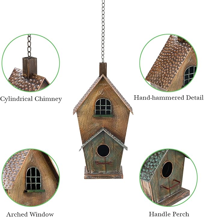 Jemeni Metal Birdhouse for Outdoors, Bird Houses for Outside Hanging, Country Cottage Style……