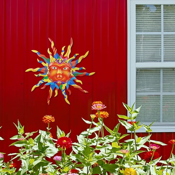 VEWOGARDEN Metal Sun Wall Decor 30" Large Outdoor Metal Wall Art Colorful Outdoor Sun Wall Art for Patio Home Garden