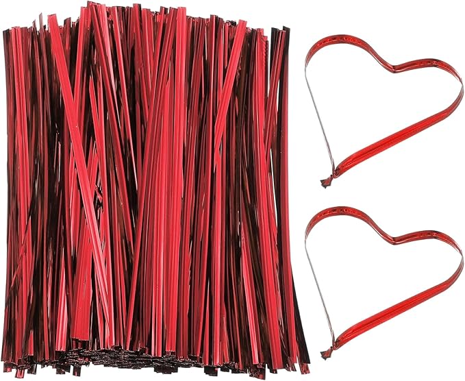 PATIKIL Bag Twist Ties 6 Inch, 800 Pcs Metallic Bread Ties for Treat Plastic Bags Gift Wrapping Candy Coffee Bag Plant Party Cake Favor, Red