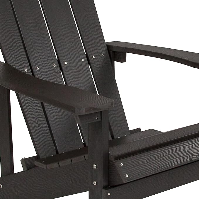Flash Furniture Charlestown Poly Resin Adirondack Chair - Slate Gray - All Weather - Indoor/Outdoor - Set of 2