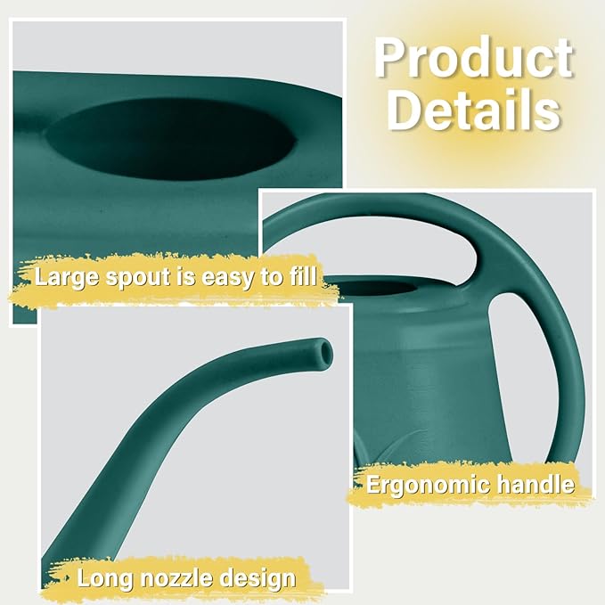 ZXJ Plant Watering Can - for Indoor and Outdoor Home Garden Plants - with Long Spout - Green - 1/2 Gallon
