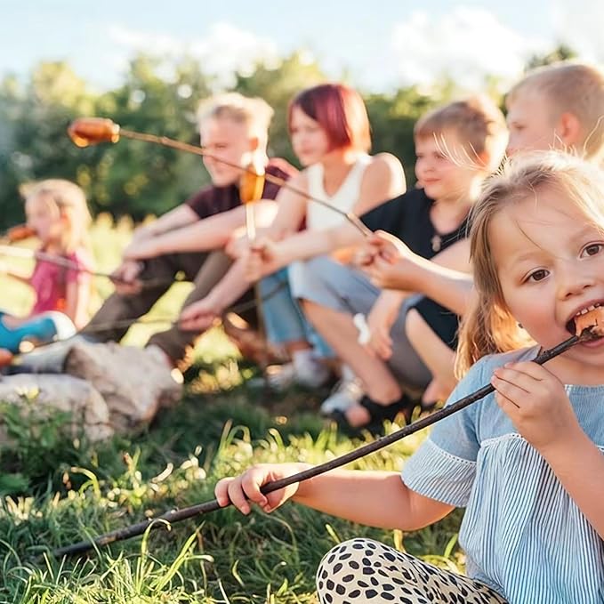 Marshmallow Roasting Sticks for Fire Pit, 5 Pack 45'' Extendable Stainless Smore Skewers Hot Dog Fork, Barbecue Forks with Non-Slip Handle for Bonfire, Grill & Campfire Party