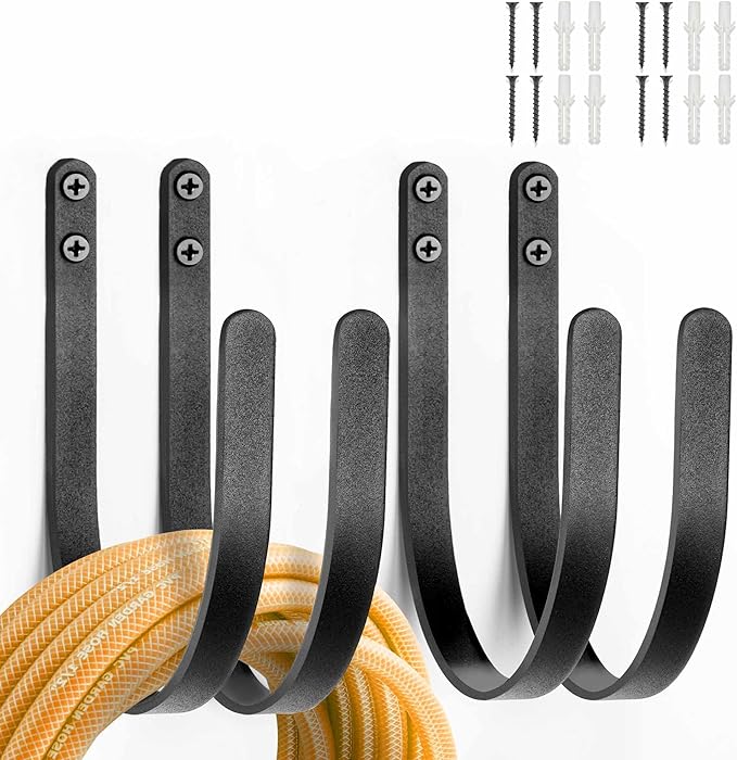 Garden Hose Holders Mount: Wall Mount Garden Hose Hangers for Outside - 4Pcs Rust-Proof Water Hose Racks Hanging Hooks for Outside Expandable Hose