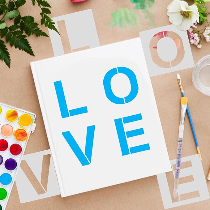 5 Inch Large Alphabet Letter Number Stencils, 36 PCS Alphabet Reusable Plastic Templates for Painting on Wood, Drawing Letter Art Craft Stencils Set for Paper Wall Fabric Chalkboard DIY Art Projects