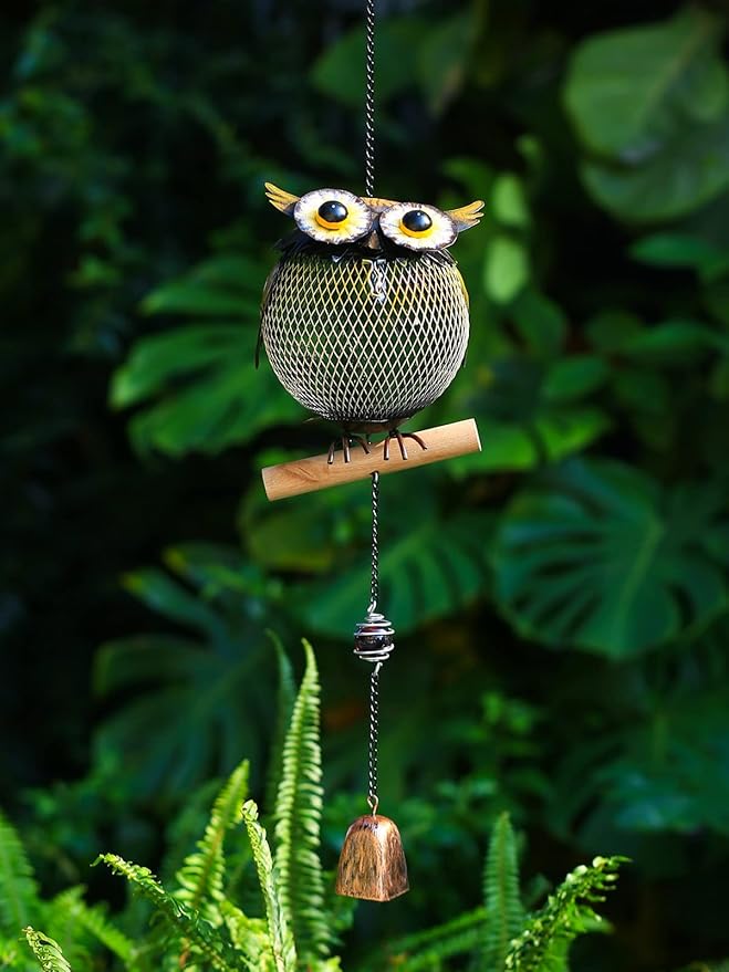 Solar Bird Feeder,Squirrel-Proof Bird Feeders for Outside,Cute Animal Shaped Birdfeeders,Owl Decoration Gifts(Owl Shaped)