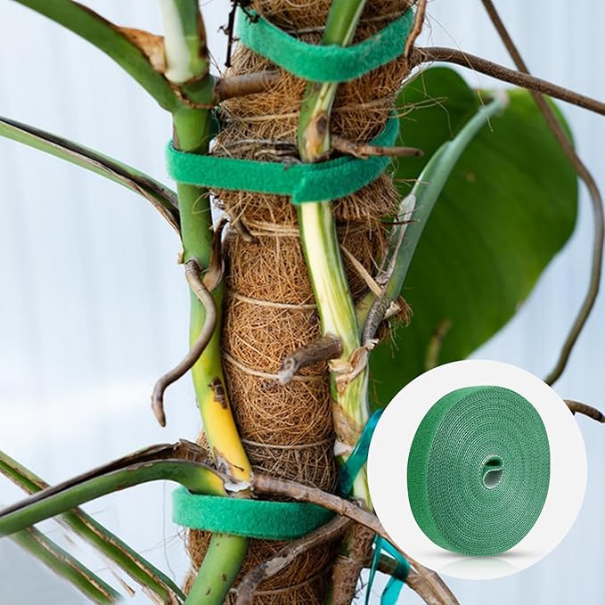Green Plant Tape for Climbing Plants - Strong-Grip Reusable Garden Tape & Adjustable Plant Supports Ties for Outdoor Plants Growth (32.8 ft x 0.6 inch)
