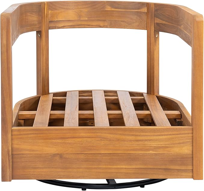 Christopher Knight Home Telluride Outdoor Acacia Wood Swivel Club Chair with Removable Cushion, 360° Rotating Patio Armchair for Garden, Balcony, or Poolside Seating, Teak + Beige