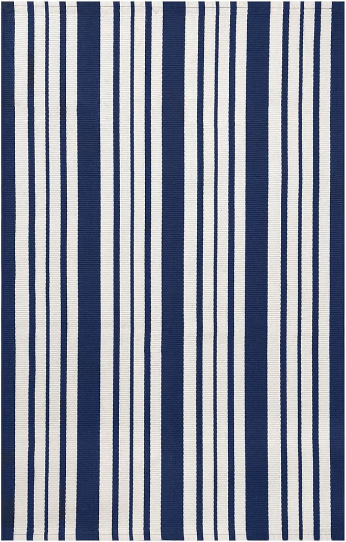 IOHOUZE Navy and White Striped Rug 2.3'x3.6' Front Door Rugs Outdoor, Small Washable Area Rug for Front Porch, Spring Summer Doormats Outdoor Indoor, Cotton Rugs for Entryway Porch Entrance